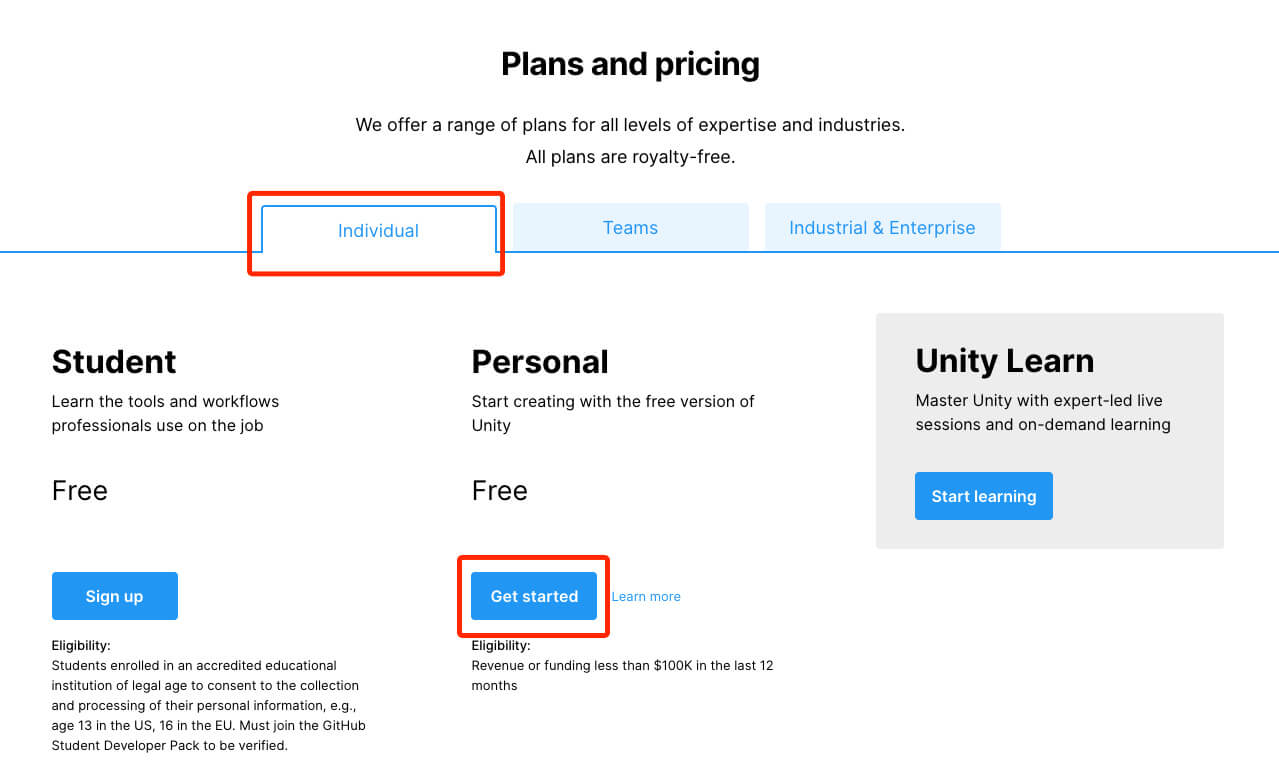 Download Unity Personal: Get Unity for Free