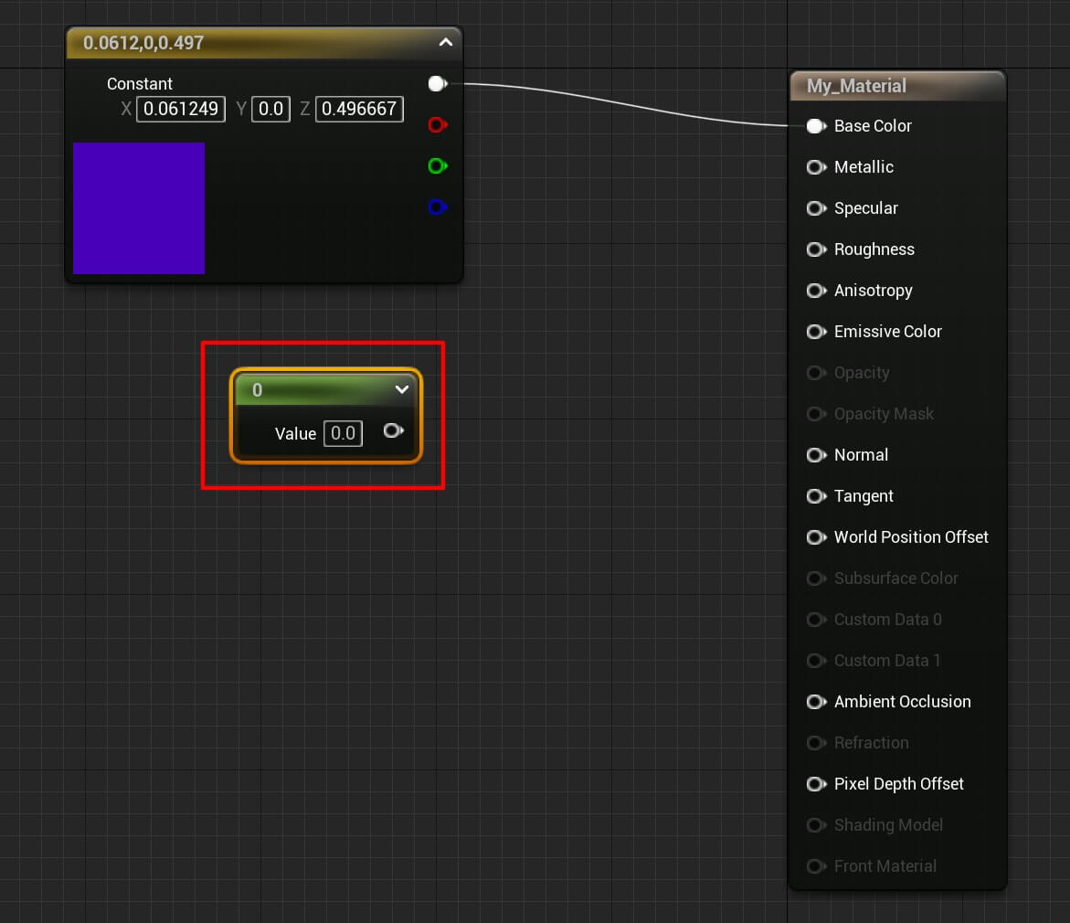 Materials Unreal - 10 - vector 1 float value