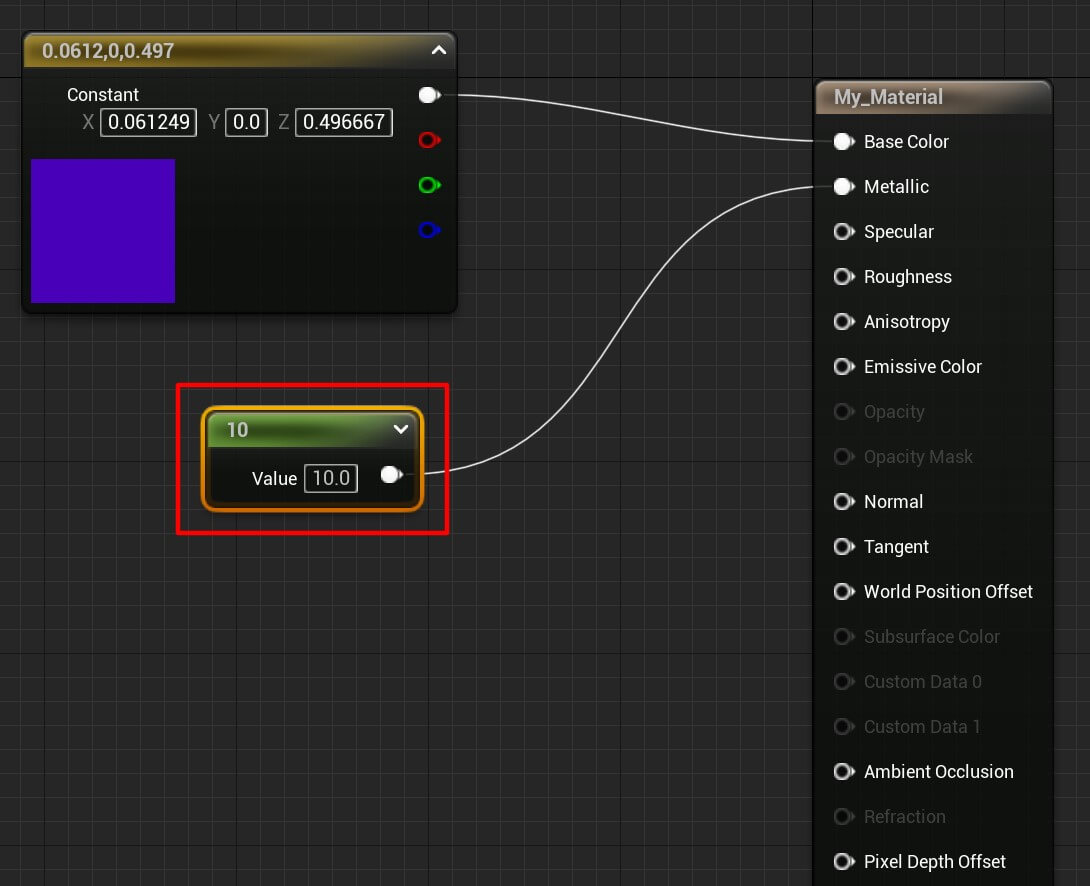 Materials Unreal - 12 - Changing metallic value