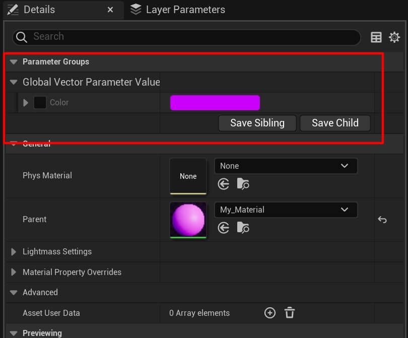 Materials Unreal - 27 - Color parameter inside the instance parameter
