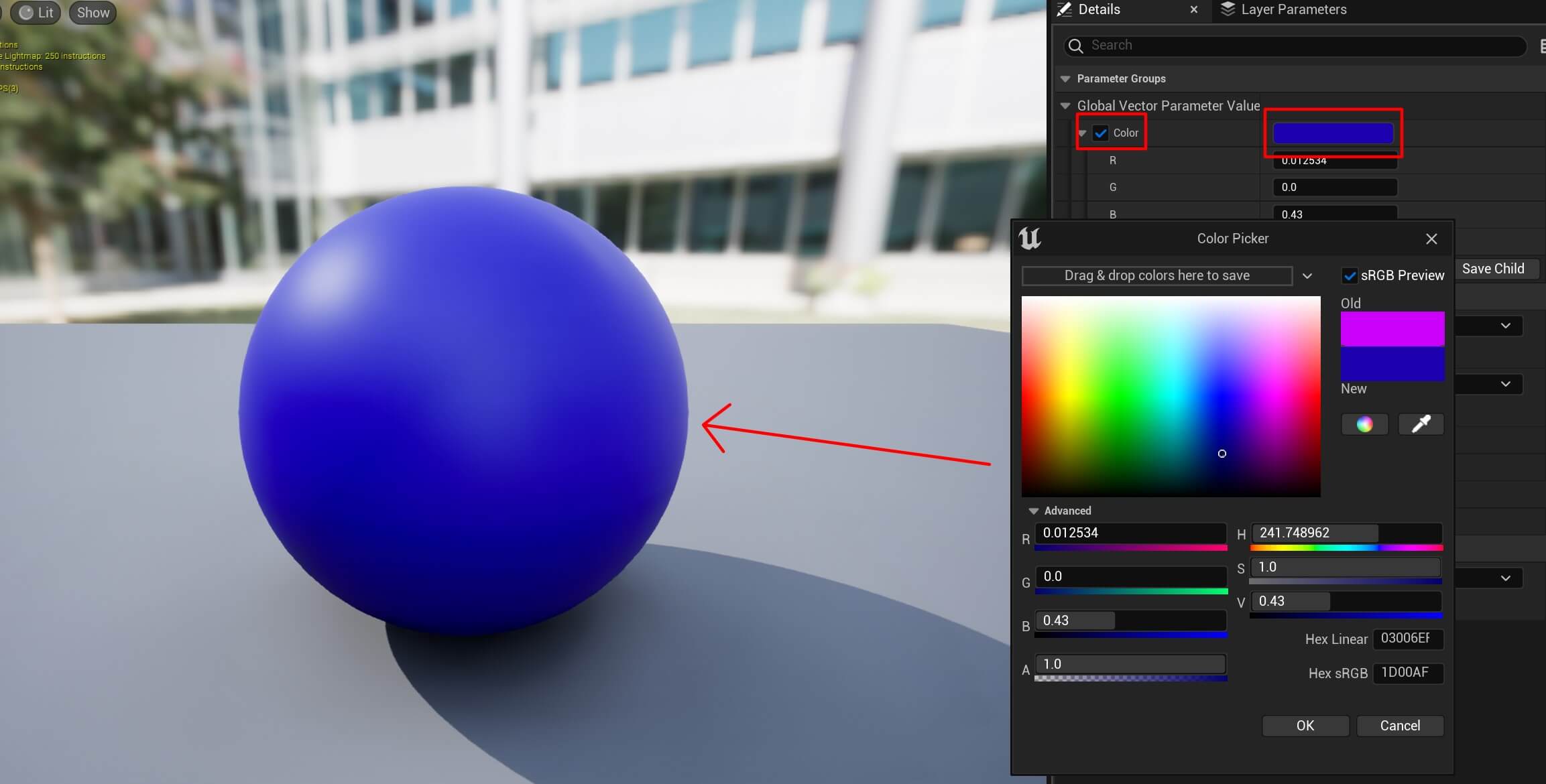 Materials Unreal - 28 - Changing the color of the instance material
